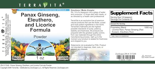 Version 1.0.0 Polvo fórmula natural Panax Ginseng Eleuthero Regaliz 1oz