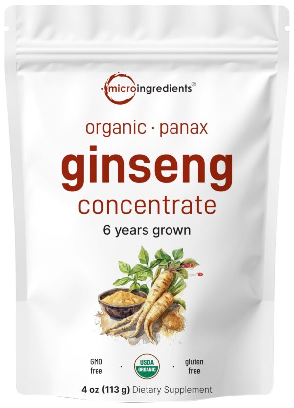 Version 1.0.0 polvo ginseng rojo coreano orgánico micro ingredients 4 onzas
