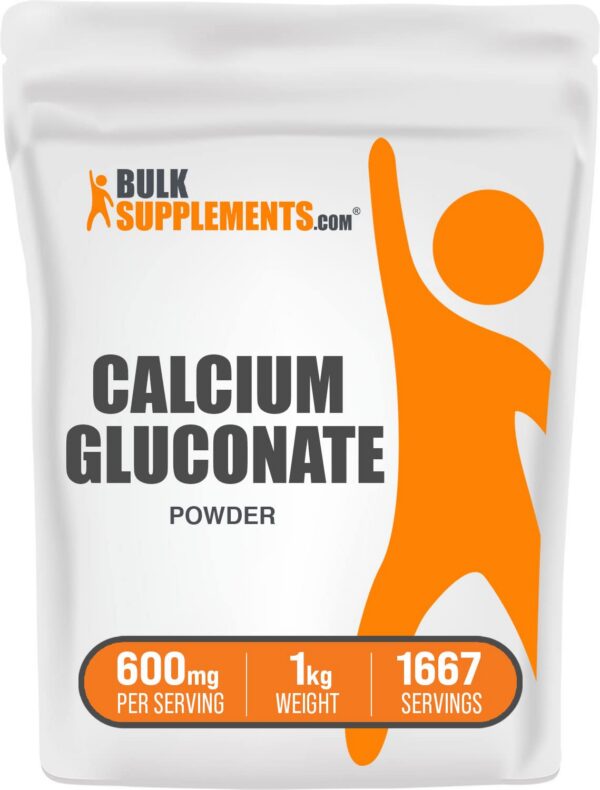 Paquete de polvo de gluconato de calcio BulkSupplements 1kg