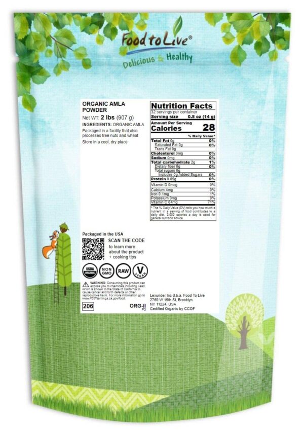 Polvo de grosella india amalaki orgánico en envase Food to Live