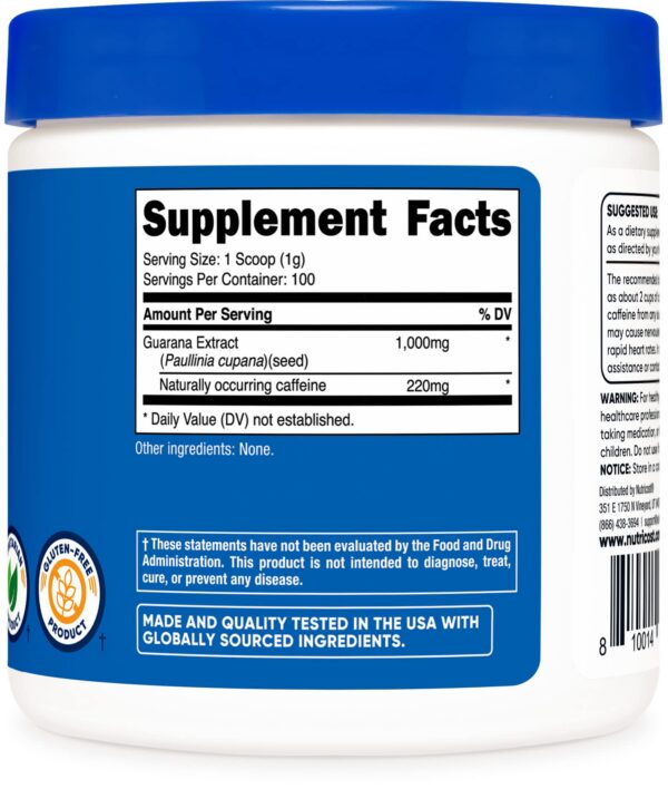 Polvo guaraná natural Nutricost energizante