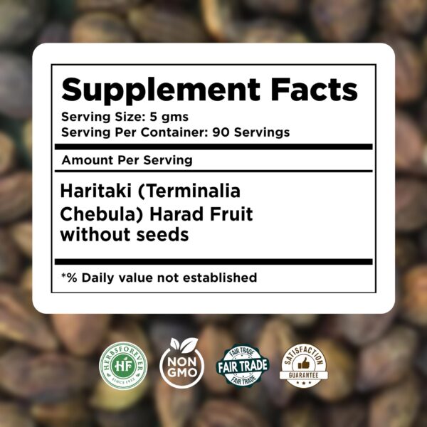 Version 1.0.0 Polvo Haritaki vegano y puro 454g suplemento herbal