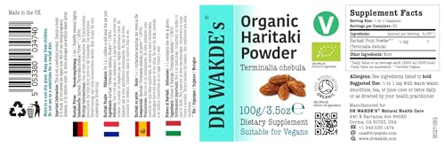 Polvo herbal ayurvédico Haritaki DR WAKDE'S 100g vegano