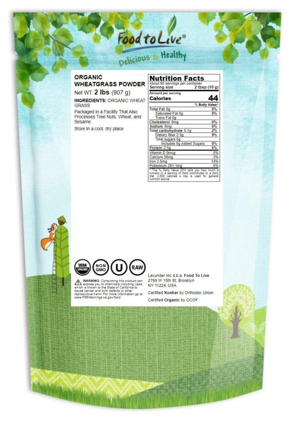 Polvo de hierba de trigo orgánico para detox y salud