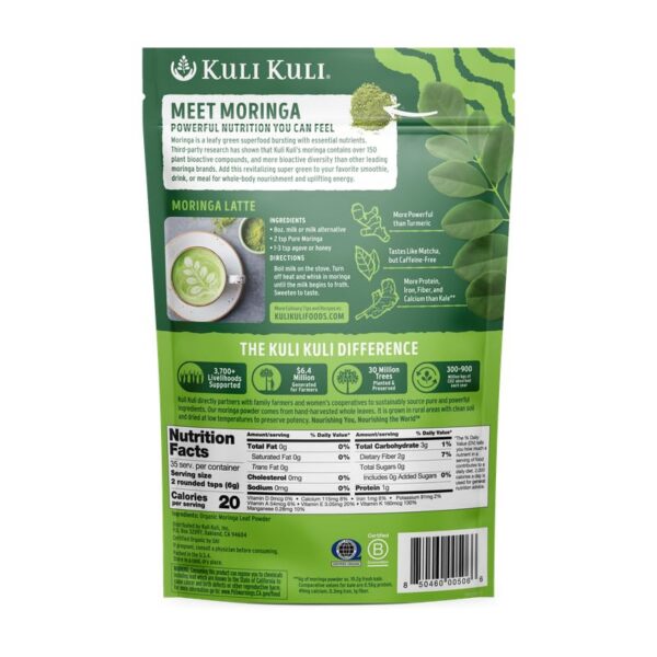 Polvo de hoja de moringa Kuli Kuli para smoothies