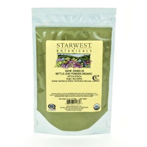 Bolsa de polvo de hoja de ortiga orgánica Starwest Botanicals 4 onzas