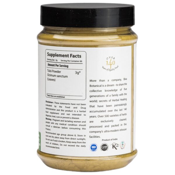 Polvo de hojas de tulsi para té y apoyo inmunológico
