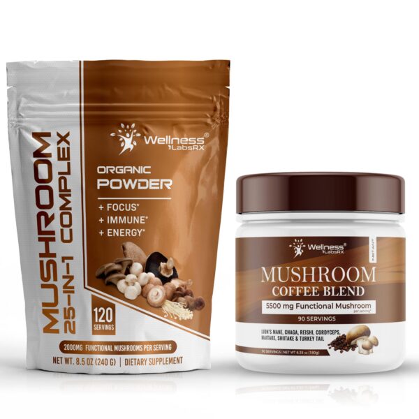 Polvo de hongo y café con hongos WELLNESS LABSRX