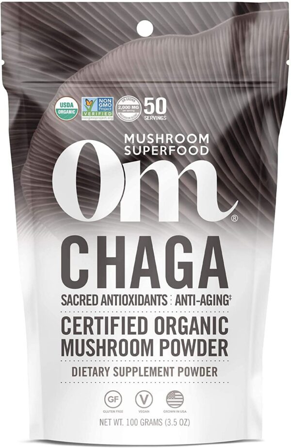 Polvo de hongo chaga orgánico OM bolsa 3.5 oz