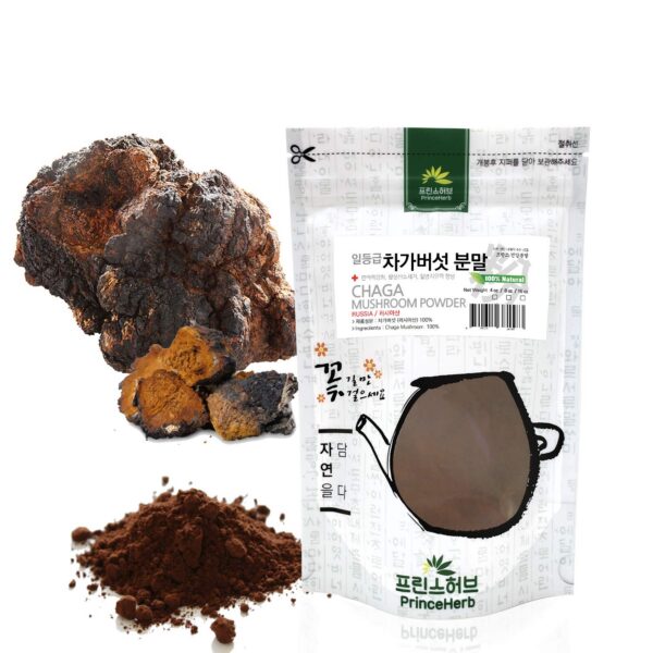Paquete de polvo premium de hongo Chaga medicinal natural