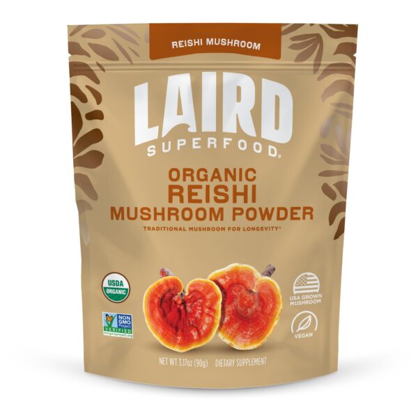 Polvo de Hongo Reishi Laird Superfood en bolsa