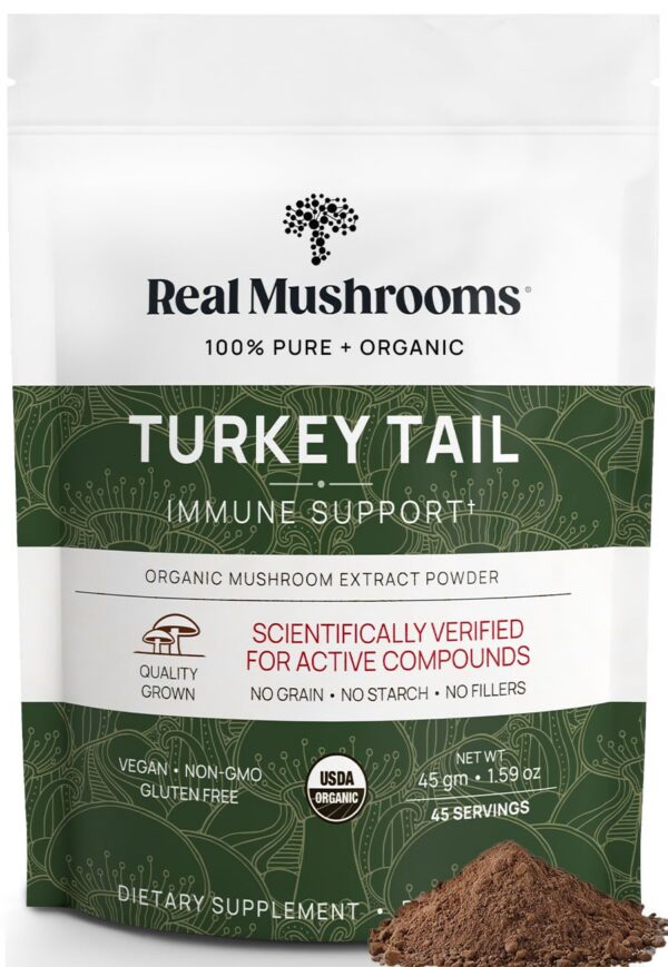 Polvo de hongo Turkey Tail Real Mushrooms 45 porciones