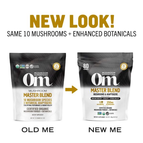 Polvo de hongos Om Mushroom Master Blend saludable y orgánico