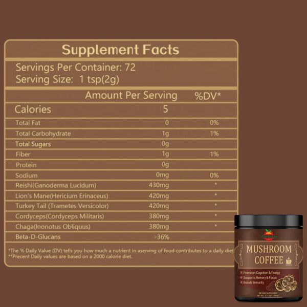 Version 1.0.0 Polvo instantáneo Café de Hongos WISHSPARK con adaptógenos