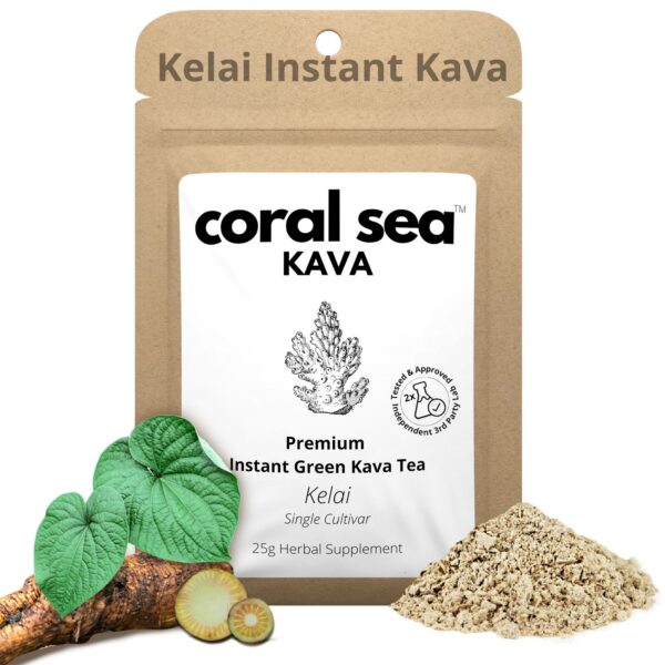 Polvo instantáneo de té kava Kelai en empaque