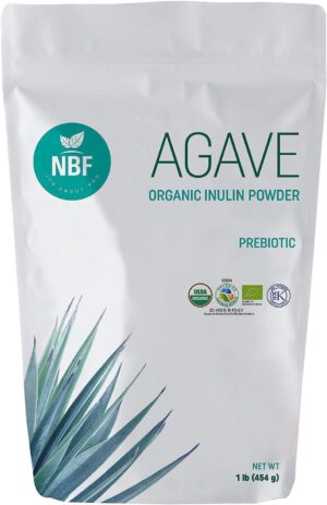 Polvo de inulina de agave orgánico prebiotico fibra 1 libra