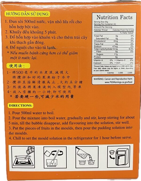 Polvo para jelly naranja preparado en gelatina