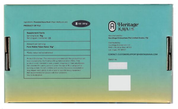 Version 1.0.0 Polvo de kava noble de Fiyi Heritage Kava envasado al vacío