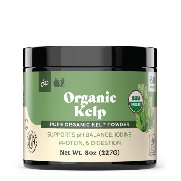 Version 1.0.0 Polvo de kelp orgánico en frasco de 8 oz