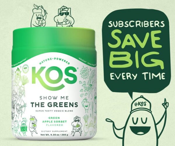 Polvo KOS Supergreens para mezcla en bebida saludable