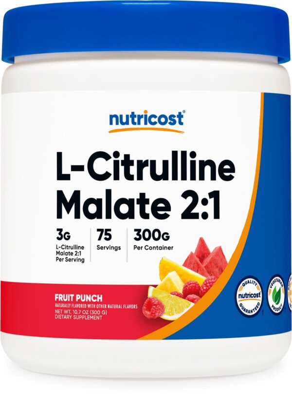 Version 1.0.0 Polvo L-Citrulina Malato Nutricost sabor Fruit Punch