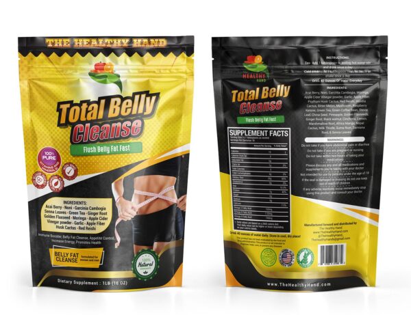 Polvo de limpieza total vientre con ingredientes naturales.