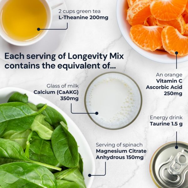 Cucharada de polvo Longevity Mix sabor naranja sanguina