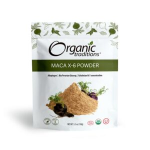 Polvo de maca orgánica X-6 negro y rojo en envase