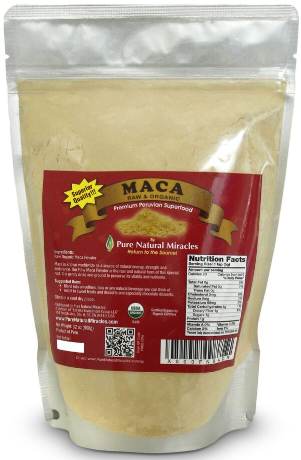Version 1.0.0 Polvo de maca peruana orgánica en envase, 16 oz