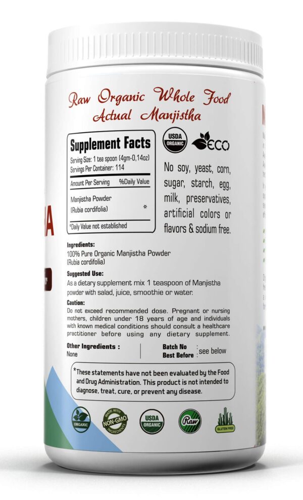 Polvo Manjistha fresco y puro Organic Aura paquete individual