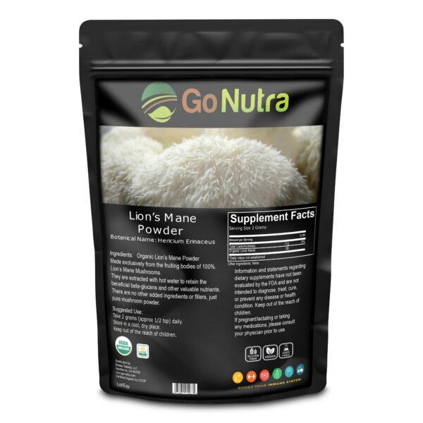 Polvo de Melena de León Orgánico Go Nutra en bolsa