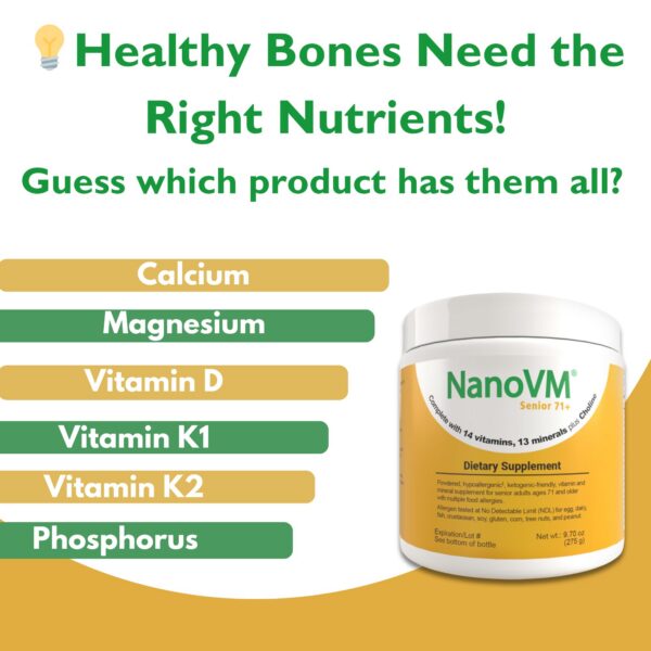 Polvo multivitamínico NanoVM Senior 71+ en tazón