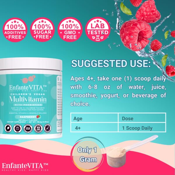Polvo multivitamínico natural para niños veganos