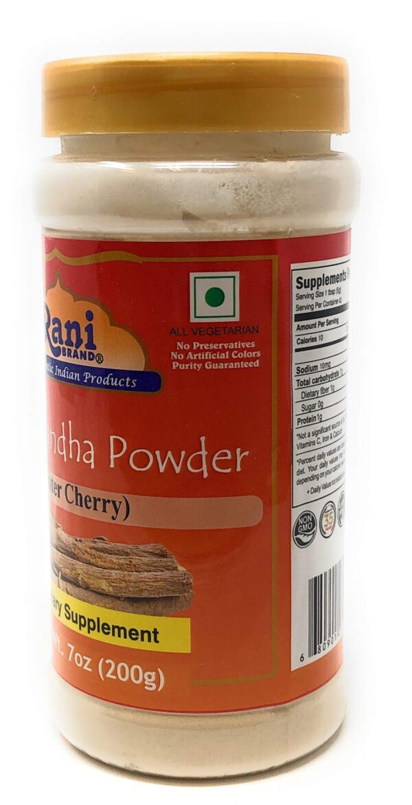 Polvo natural Ashwagandha Rani 7 oz sin aditivos