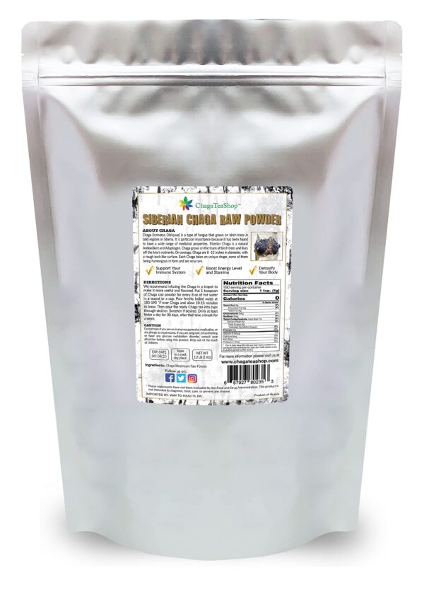Version 1.0.0 Polvo natural de Chaga cosechado salvaje en presentación 1kg