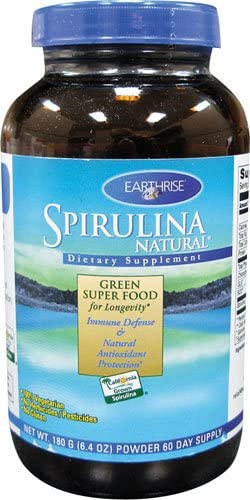 Polvo natural de espirulina Earthrise para salud inmune y longevidad