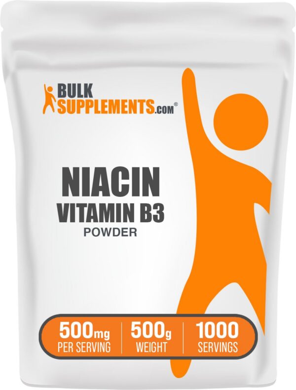 Polvo de niacina BulkSupplements 500 mg por porción
