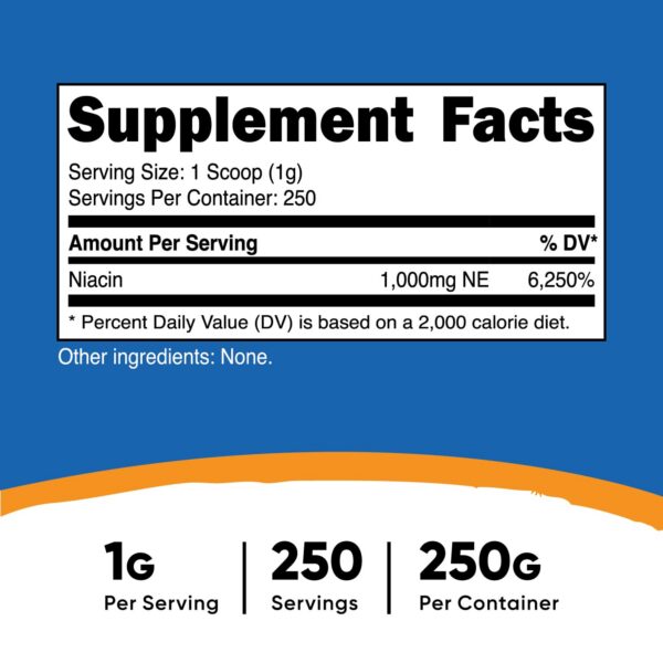 Polvo Niacina pura 250g Nutricost