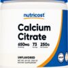 Polvo Nutricost sin sabor de citrato de calcio bote de 250 gramos