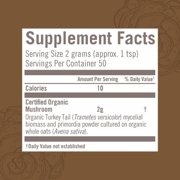 Polvo OM Mushroom Superfood Turkey Tail para salud intestinal y defensa