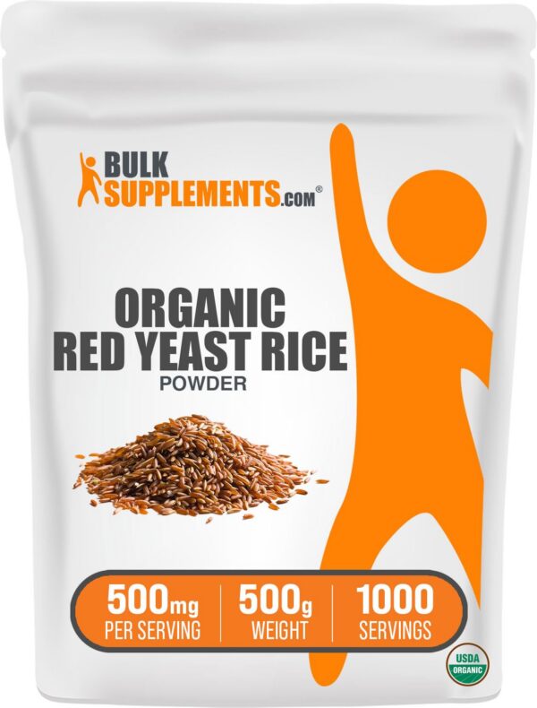 Polvo orgánico arroz levadura roja BulkSupplements para corazón