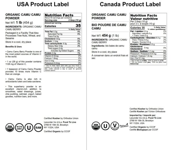 Polvo orgánico de Camu Camu en cucharada