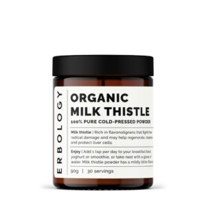 Version 1.0.0 Polvo orgánico de cardo mariano Erbology envase y presentación