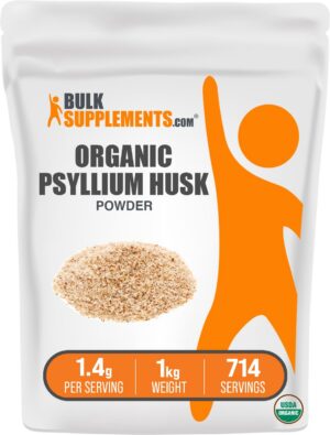 Polvo orgánico de cáscara de psyllium BulkSupplements 1 kg