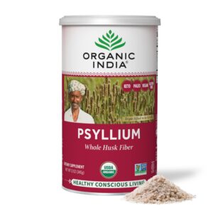 Polvo orgánico de cáscara de psyllium Organic India 12 oz