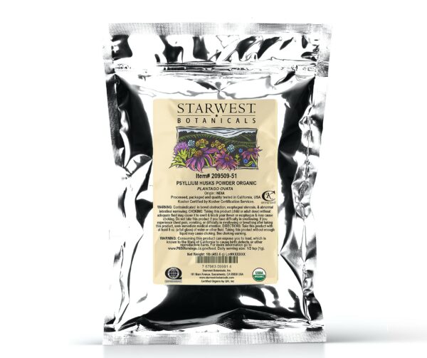 Polvo orgánico de cáscara de psyllium Starwest Botanicals 1 libra