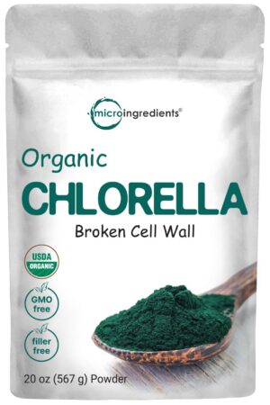 Polvo orgánico de clorella Micro Ingredients 20 onzas