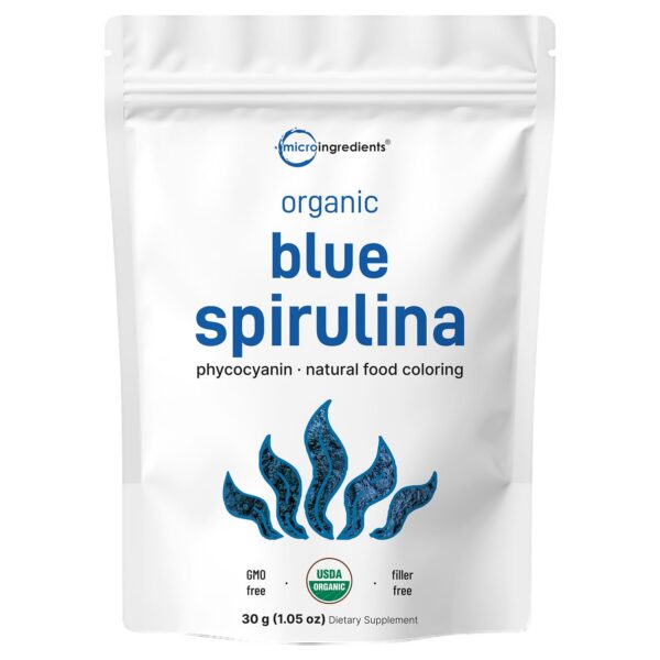 Polvo orgánico de espirulina azul para smoothies y cocina saludable