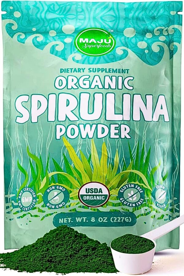 Polvo orgánico de espirulina MAJU bolsa 0.5 lb