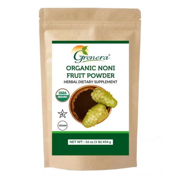 Polvo orgánico fruta de noni Grenera paquete frontal
